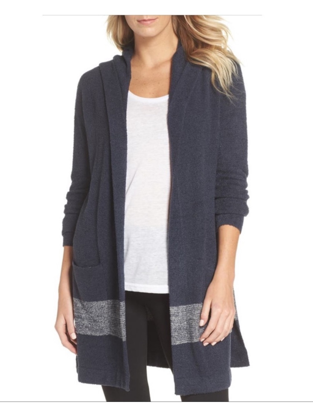 BAREFOOT DREAMS CozyChic Coastal Hooded Cardigan Medium